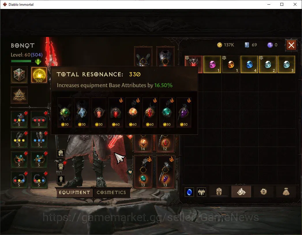 Diablo Immortal Accounts SEA - Izual|CS ON|Lv60(504)|Wizard|CR 33k|Reso 330 image 10