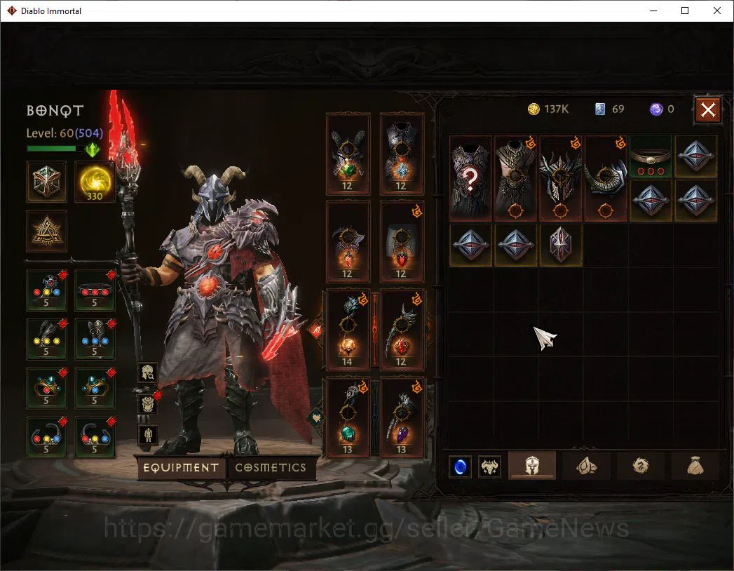 Diablo Immortal Accounts SEA - Izual|CS ON|Lv60(504)|Wizard|CR 33k|Reso 330 image 11