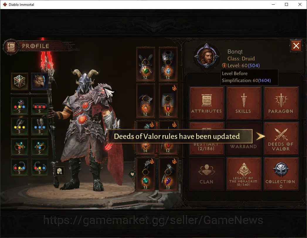 Diablo Immortal Accounts SEA - Izual|CS ON|Lv60(504)|Wizard|CR 33k|Reso 330 image 13