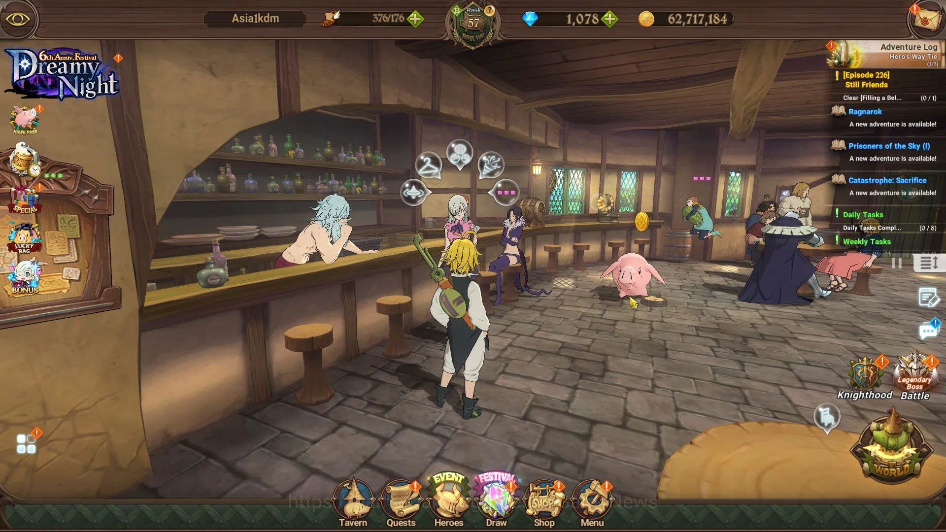 The Seven Deadly Sins: Grand Cross Accounts Asia|2,2M CC|1078 Gems| 4 UR | Salos, Mael, Escano image 1