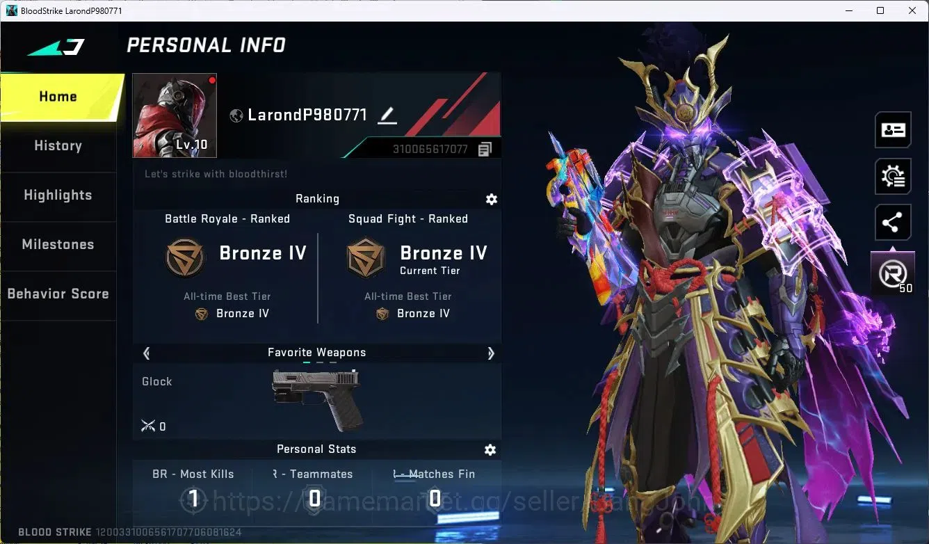 Blood Strike Accounts ASIA | Eternal Striker: ZERO-Odashadow | 4 Collab image 1