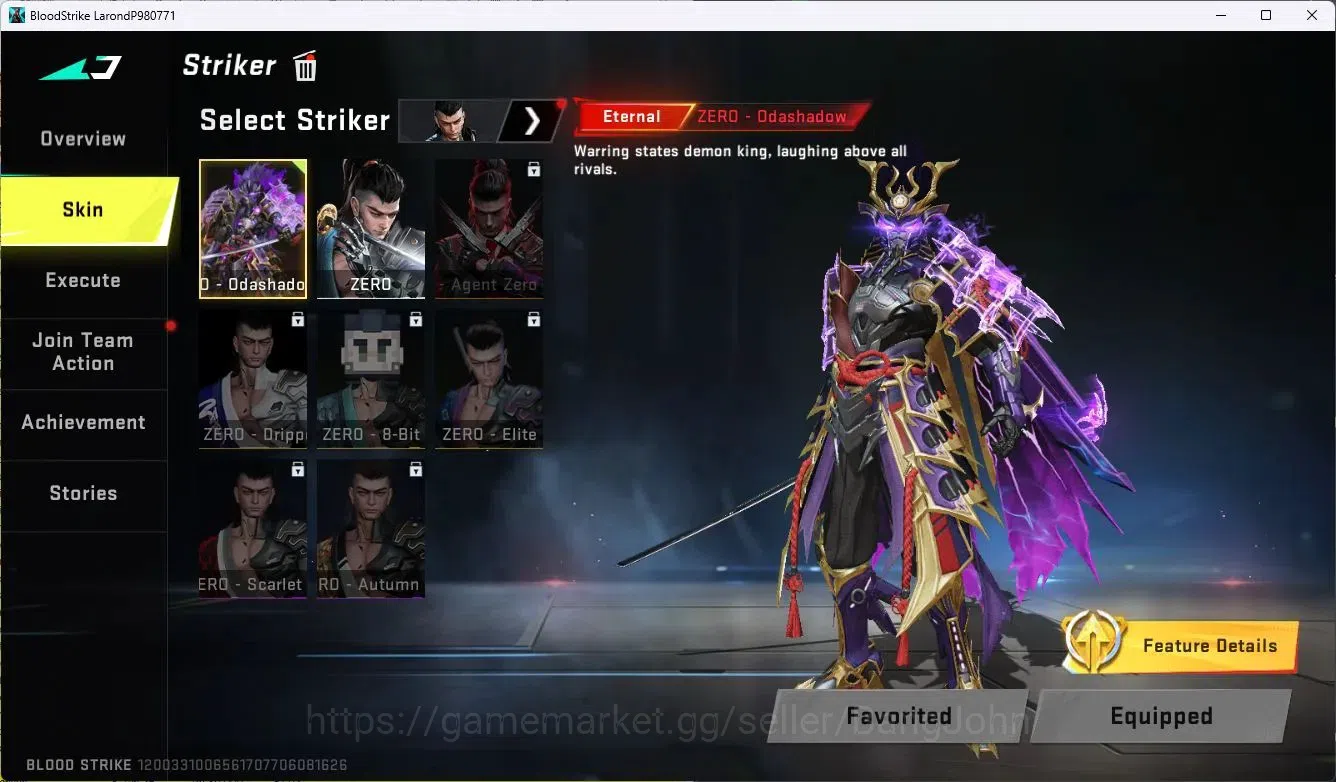 Blood Strike Accounts ASIA | Eternal Striker: ZERO-Odashadow | 4 Collab image 13