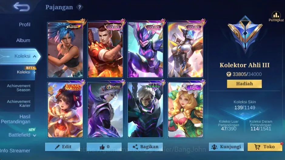 Mobile Legends: Bang Bang Accounts Others Global|139S|Expert|LukcyBox Chou Karrie Irithel,KOF karina,etc |CheckSS ML3018B 1