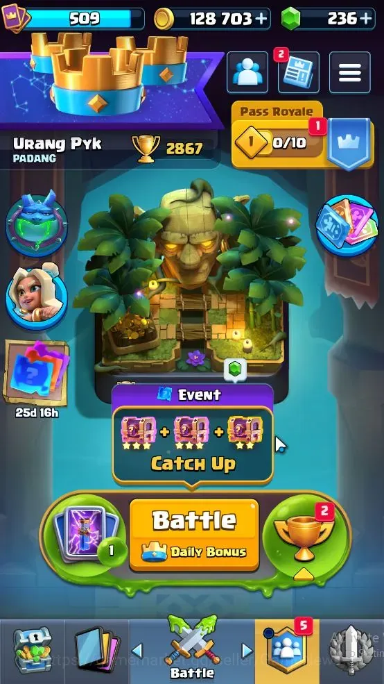 Clash Royale Accounts High-End Lvl 509|Trophy 2867|KTL 10|Arena 9|Card 63/123|2 EVO,17 Epic,22 Rare,23 Common|Take 1