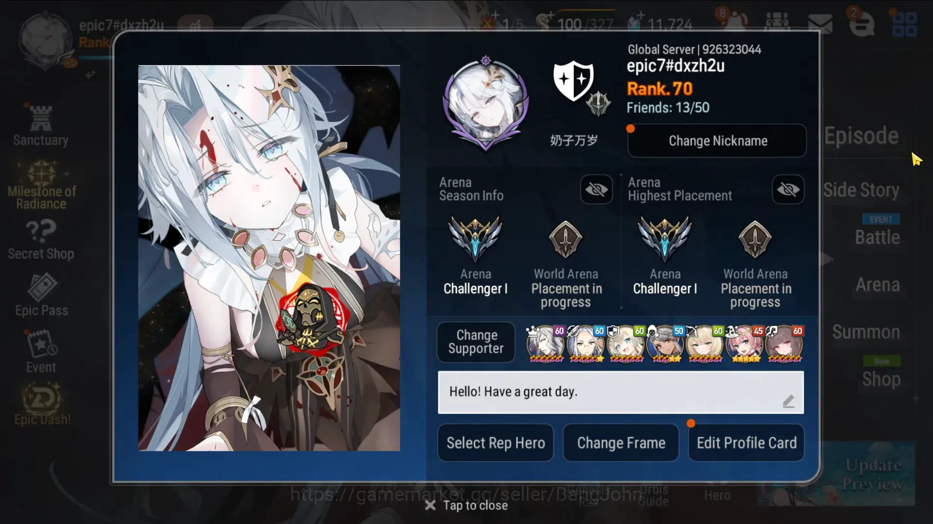 Epic Seven Accounts Mid-Tier Global Unverif |15 ML(B Arunka,LOT Scales,Salome,F Cecillia,BM Haste, Etc)|PoH+Bless ON|SS 1