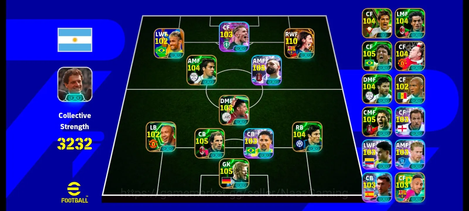 eFootball Accounts Legends & Iconic Players 3222+ team I Messi 110 I Neymar 103 I Salah 106 I Raul 104 I Viktor Gyokeres 104 1
