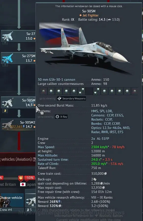 War Thunder Accounts TOP Tier USSR [SU-30SM+2 Skin,Su-27SM,MiG-29SMT,Su-33] 1 Premium (MiG-15bis)|LVL 75|T-72A,ZSU-234M4 3