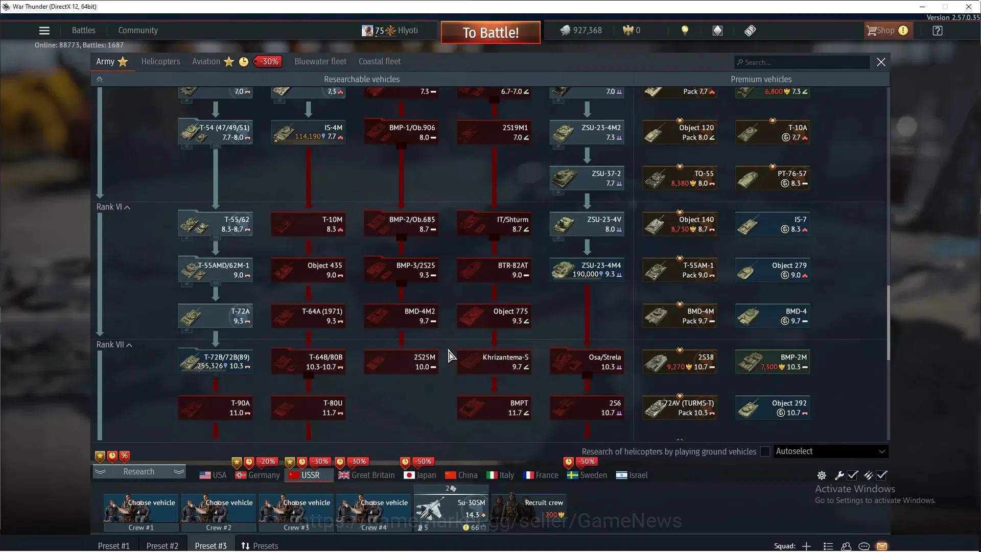 War Thunder Accounts TOP Tier USSR [SU-30SM+2 Skin,Su-27SM,MiG-29SMT,Su-33] 1 Premium (MiG-15bis)|LVL 75|T-72A,ZSU-234M4 7