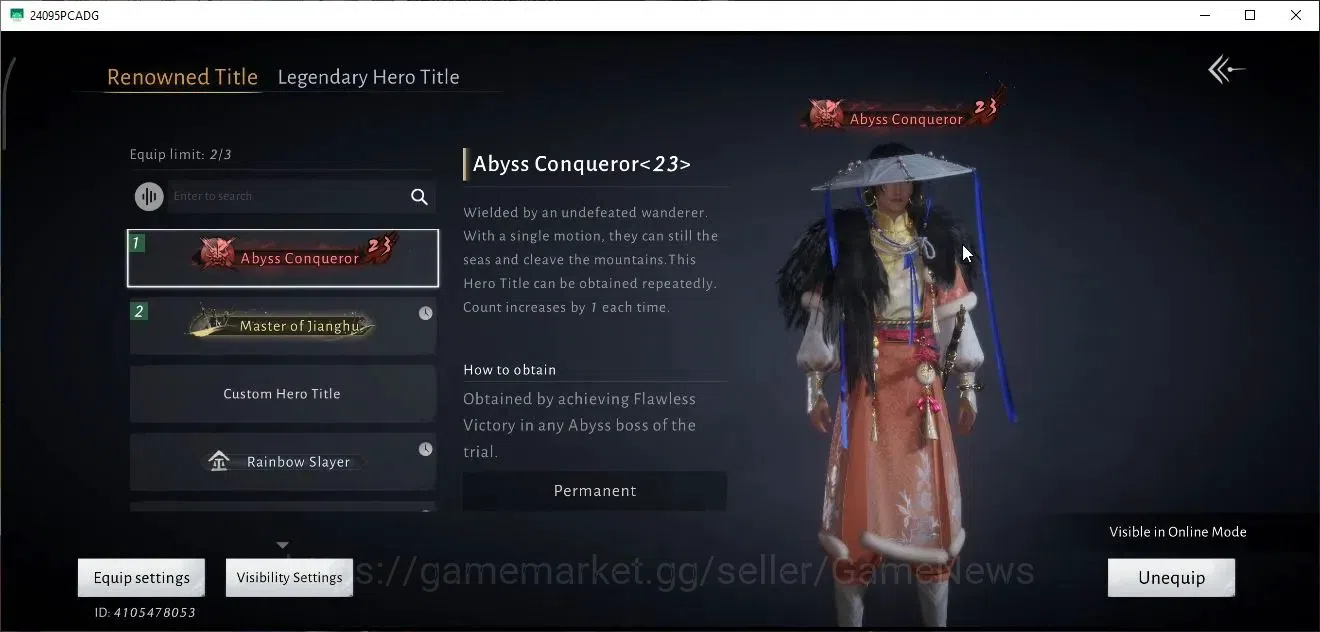 Where Winds Meet Accounts GLOBAL|Lv95|28K GS|1 Harmonic Core|Diff Legend|Aby image 3