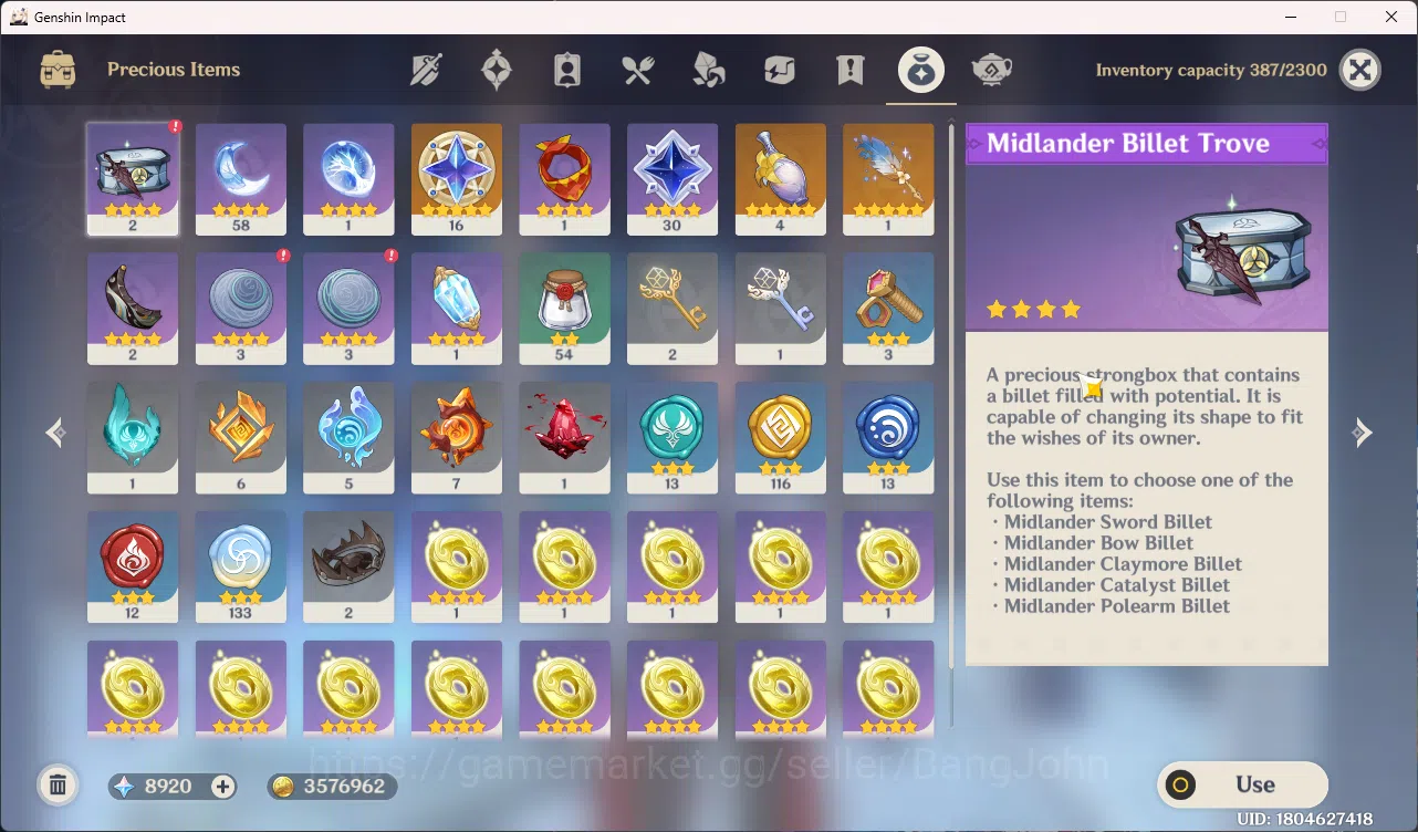 Genshin Impact Accounts Mid-Game | ASIA | AR 44 | Limit 1 | Primo 8920 Arl image 5
