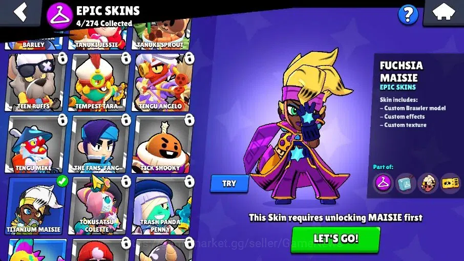 Brawl Stars Accounts 1014 Trophy|15 Brawlers 2 Max Lvl [Edgar, Shelly]|16 Skin|2 Myth [Minotour Bull,Thief Edgar] 4 Epic|CN 10