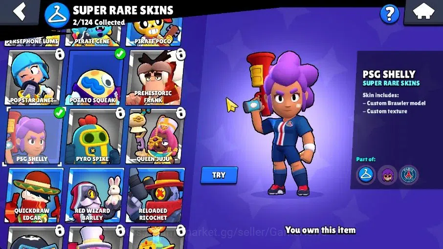 Brawl Stars Accounts 1014 Trophy|15 Brawlers 2 Max Lvl [Edgar, Shelly]|16 Skin|2 Myth [Minotour Bull,Thief Edgar] 4 Epic|CN 11
