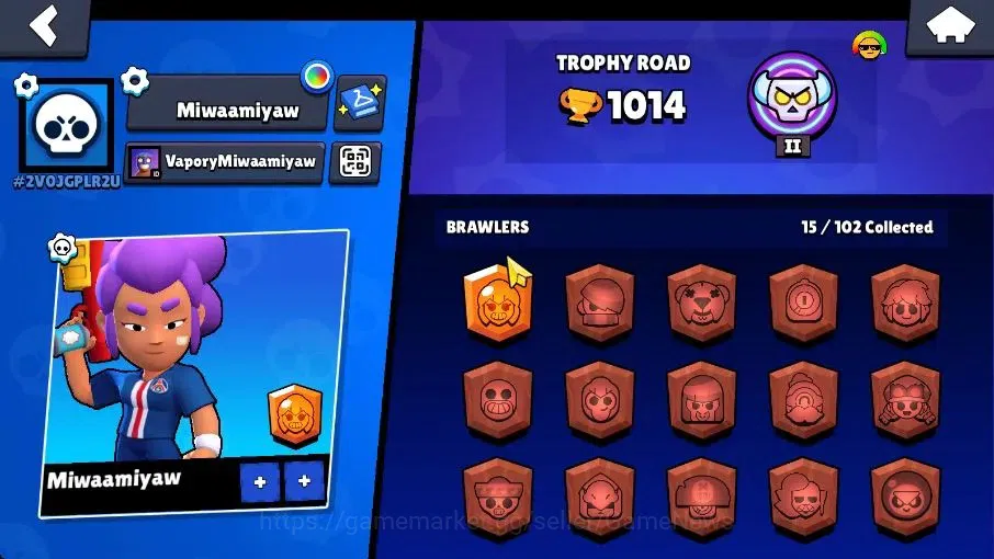Brawl Stars Accounts 1014 Trophy|15 Brawlers 2 Max Lvl [Edgar, Shelly]|16 Skin|2 Myth [Minotour Bull,Thief Edgar] 4 Epic|CN 13
