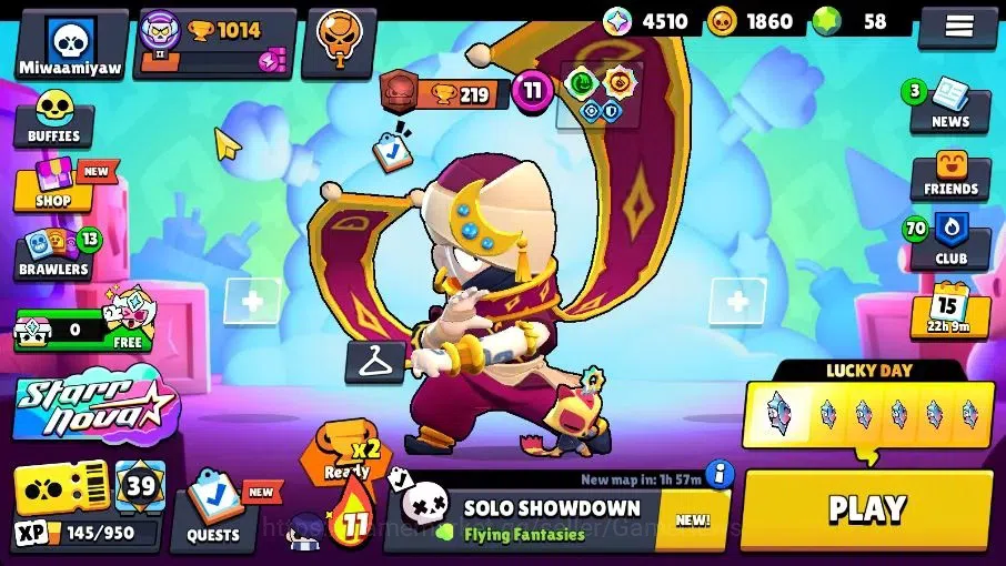 Brawl Stars Accounts 1014 Trophy|15 Brawlers 2 Max Lvl [Edgar, Shelly]|16 Skin|2 Myth [Minotour Bull,Thief Edgar] 4 Epic|CN 3