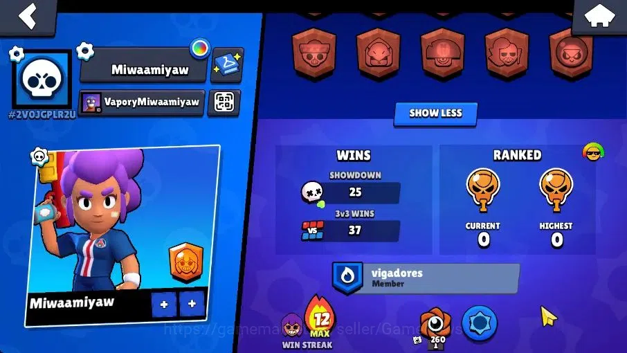 Brawl Stars Accounts 1014 Trophy|15 Brawlers 2 Max Lvl [Edgar, Shelly]|16 Skin|2 Myth [Minotour Bull,Thief Edgar] 4 Epic|CN 4