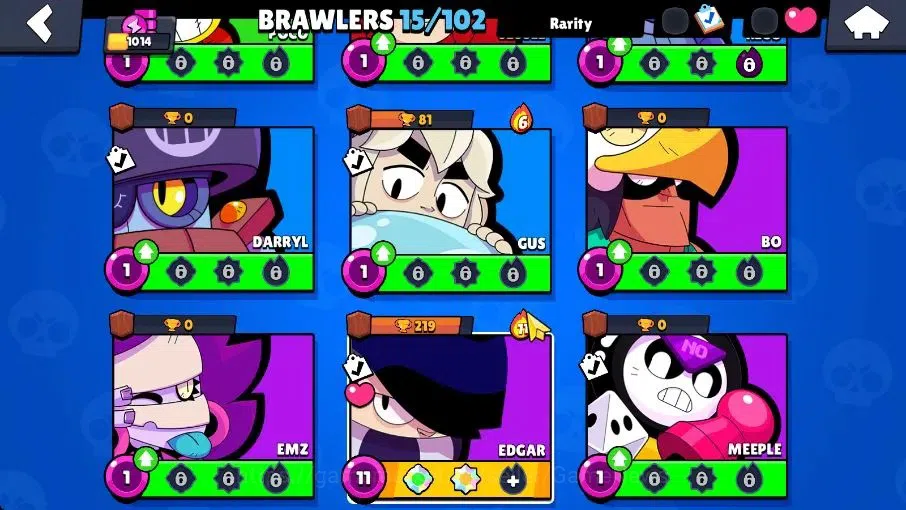 Brawl Stars Accounts 1014 Trophy|15 Brawlers 2 Max Lvl [Edgar, Shelly]|16 Skin|2 Myth [Minotour Bull,Thief Edgar] 4 Epic|CN 6