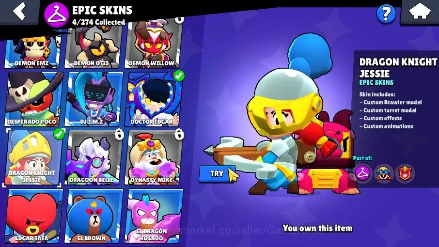 Brawl Stars Accounts 1014 Trophy|15 Brawlers 2 Max Lvl [Edgar, Shelly]|16 Skin|2 Myth [Minotour Bull,Thief Edgar] 4 Epic|CN 9