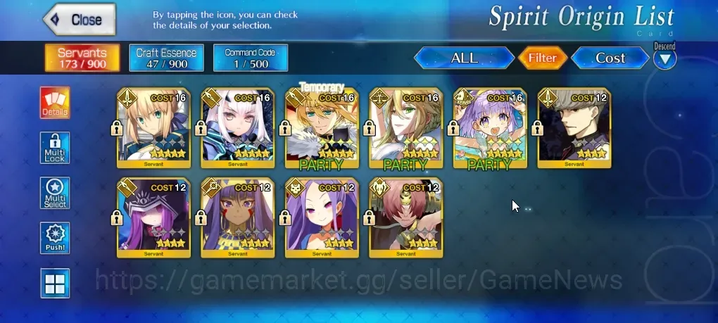 Fate-Grand Order Accounts NA Orleans Lv 15|4 SSR Servant Melusine,Artoria,Kazuradrop,Ruler Artoria|11 Quartz,45 G 1