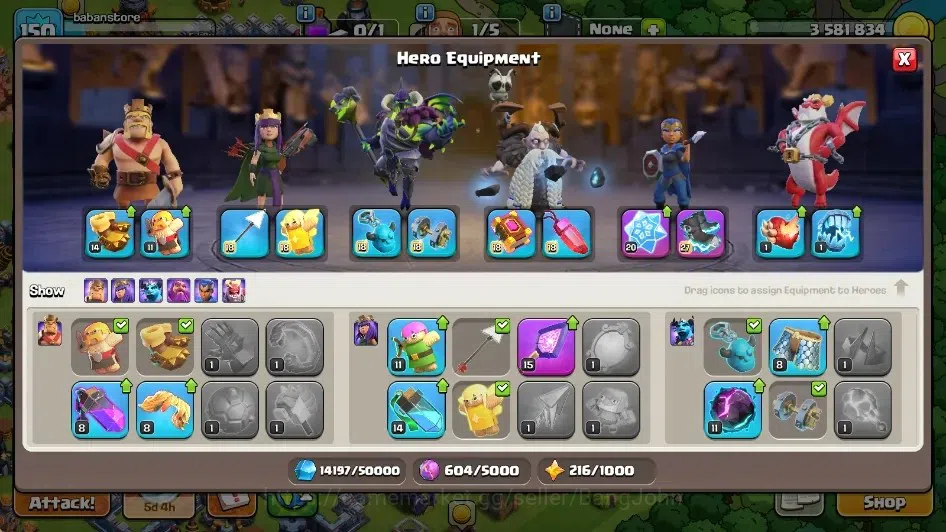 Clash of Clans Accounts Global|TH 17-BH 10|2 Skin Limited|Lvl 150|BK 12,AQ image 14