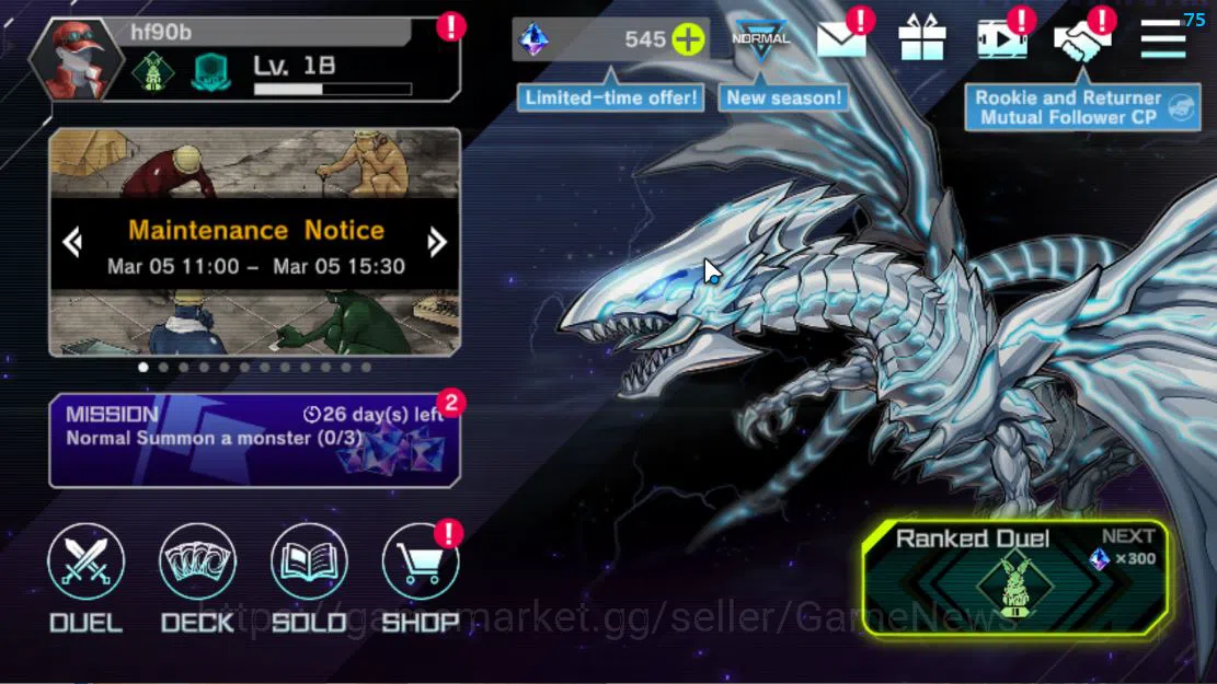 Yu-Gi-Oh! Master Duel Accounts Lv 18 | 20 Deck |VS K9, Dracotail Maid,Yummy,Malis image 1