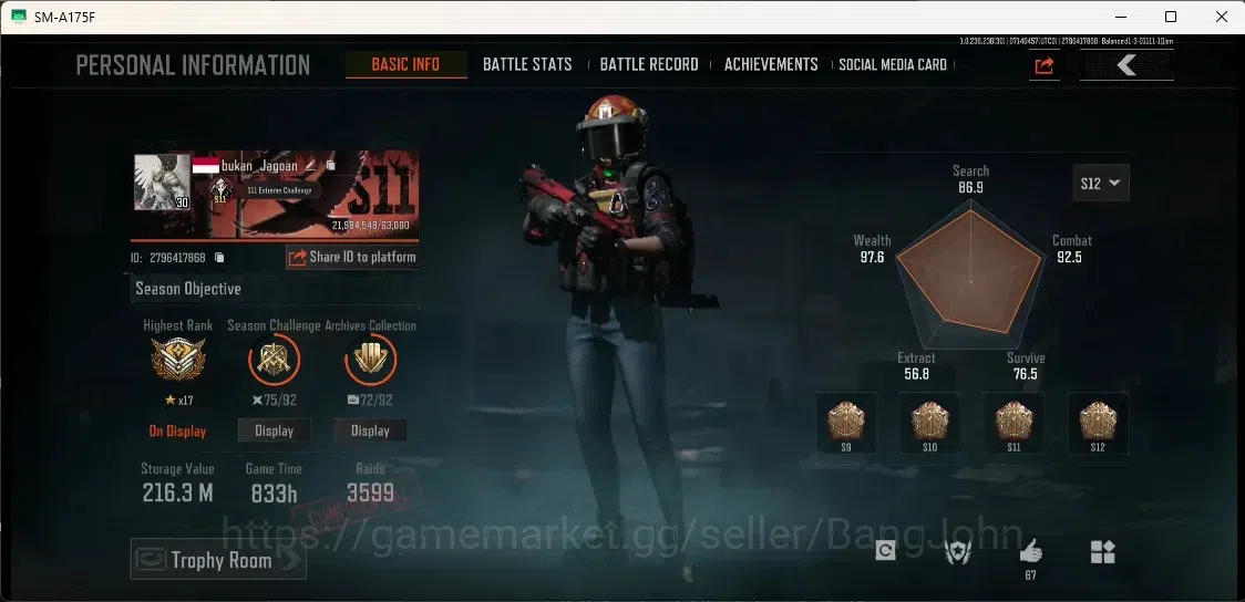 Arena Breakout Accounts High Value Mobile|LV 30 | SV 216.3M | CV 120M|Exclusive Gun[SymphonyAUG,Decree LR-AR1,SquireVSS,SS 1