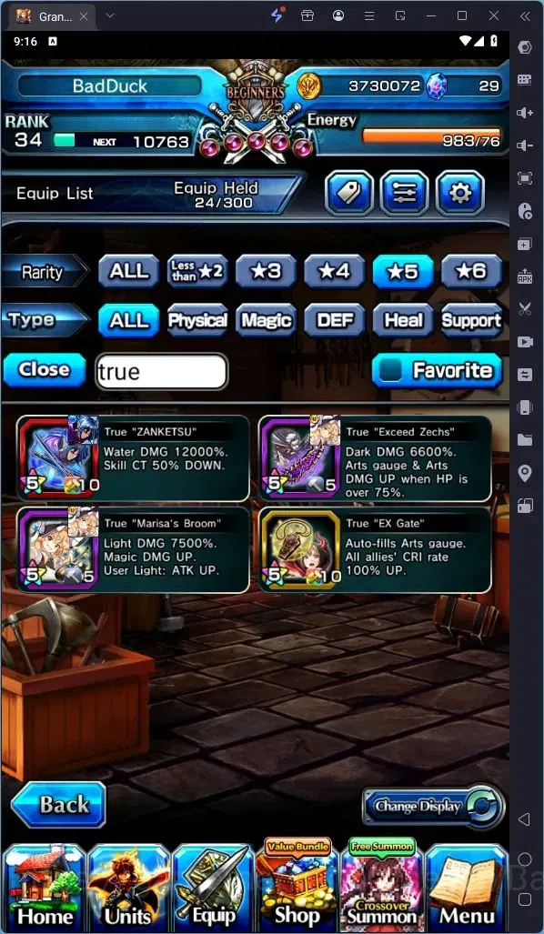 Grand Summoners Accounts Global | Rank 34 | 3 Ascend: Marisa Kirisame LV120 image 6