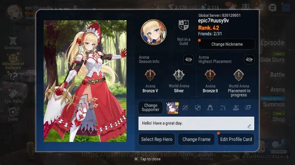 Epic Seven Accounts Global | Rank 42|4 ML(AElena,SBAramintha,LWPeira,D image 20