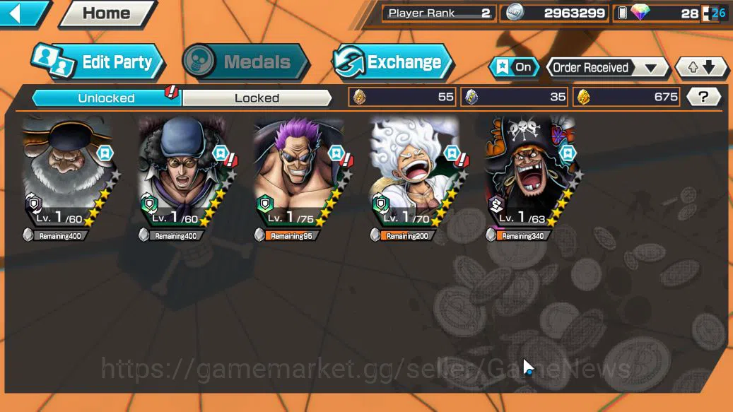 One Piece Bounty Rush Accounts Starter Global| 5 EX|Gear5 D.Luffy,T5E St.Jaygarcia,TFE Marshall D.Teach,Blackbeard 3