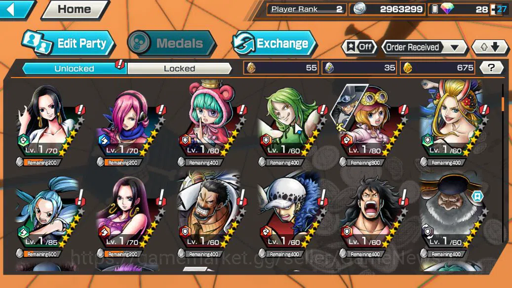 One Piece Bounty Rush Accounts Starter Global| 5 EX|Gear5 D.Luffy,T5E St.Jaygarcia,TFE Marshall D.Teach,Blackbeard 5