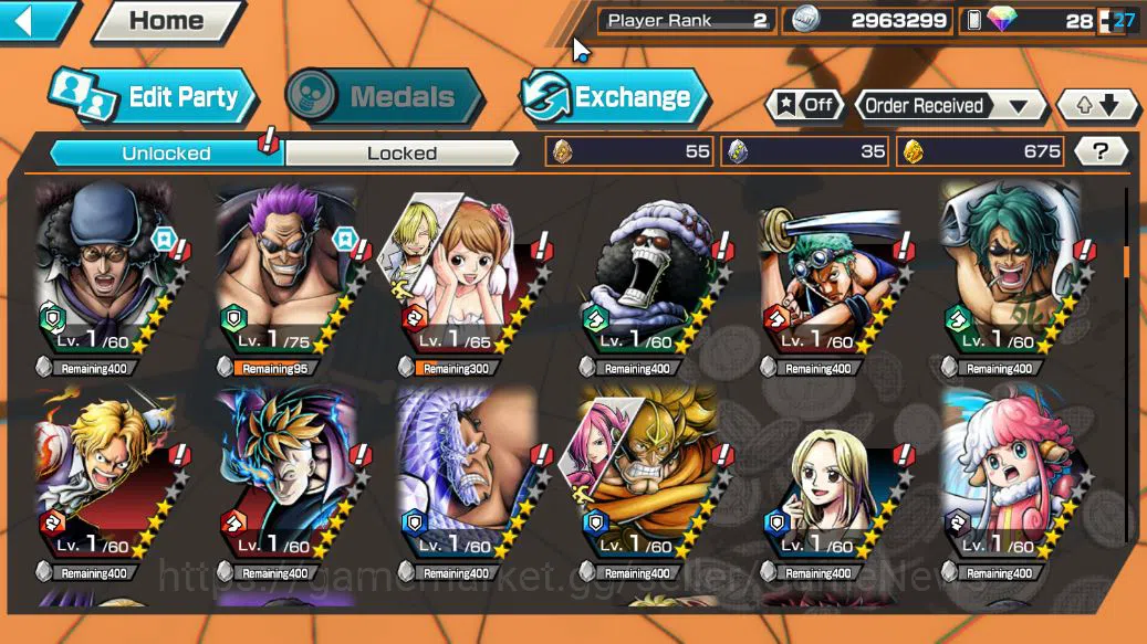 One Piece Bounty Rush Accounts Starter Global| 5 EX|Gear5 D.Luffy,T5E St.Jaygarcia,TFE Marshall D.Teach,Blackbeard 6
