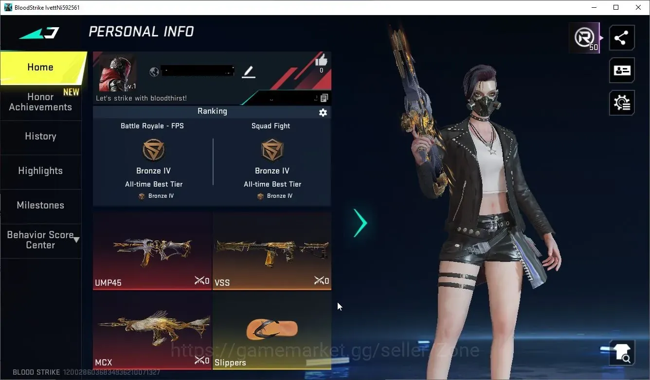Blood Strike Accounts Others ASIA|1 ETERNAL: MP7|| 1 LIMIT MCX|1 ULTRA VSS ||CHEK SS |LogNetEase(BS1232Z ) 1