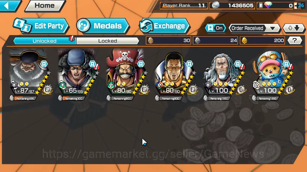 One Piece Bounty Rush Accounts Starter Global|4 EX|5Elders Saturn,BP Kuzan,KOP Gol D.Rogers,[Borsalino]|Rank 3