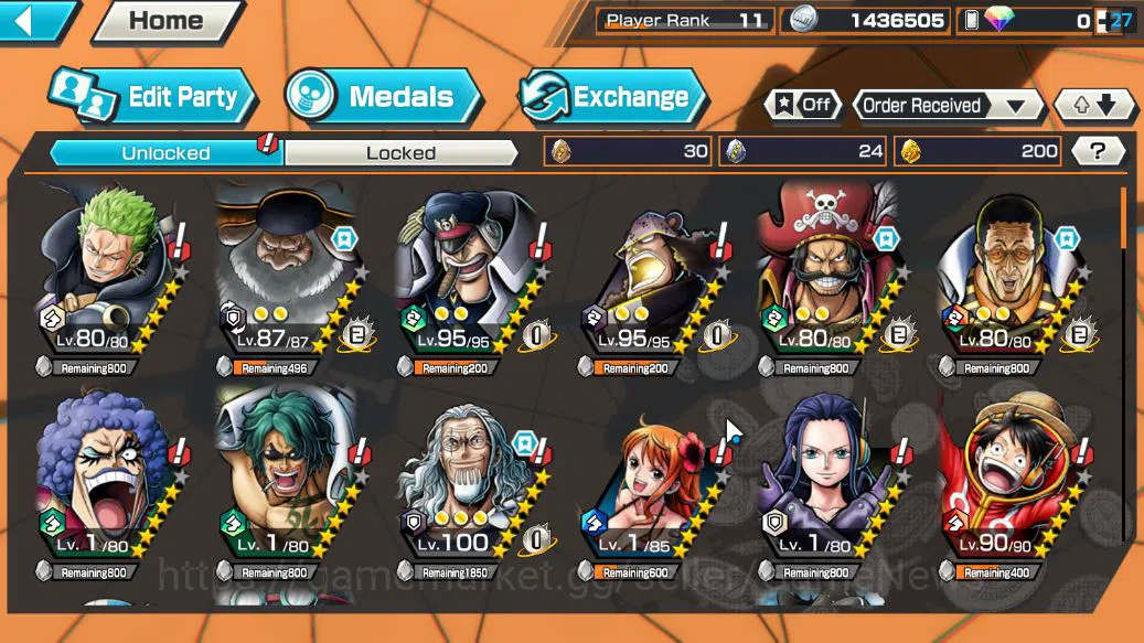 One Piece Bounty Rush Accounts Starter Global|4 EX|5Elders Saturn,BP Kuzan,KOP Gol D.Rogers,[Borsalino]|Rank 4