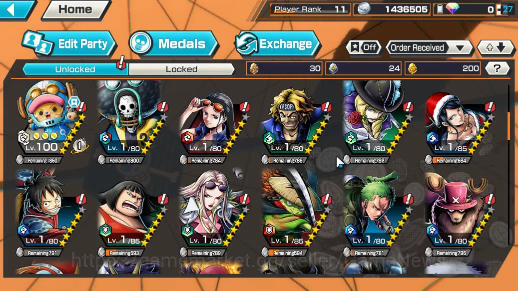 One Piece Bounty Rush Accounts Starter Global|4 EX|5Elders Saturn,BP Kuzan,KOP Gol D.Rogers,[Borsalino]|Rank 5