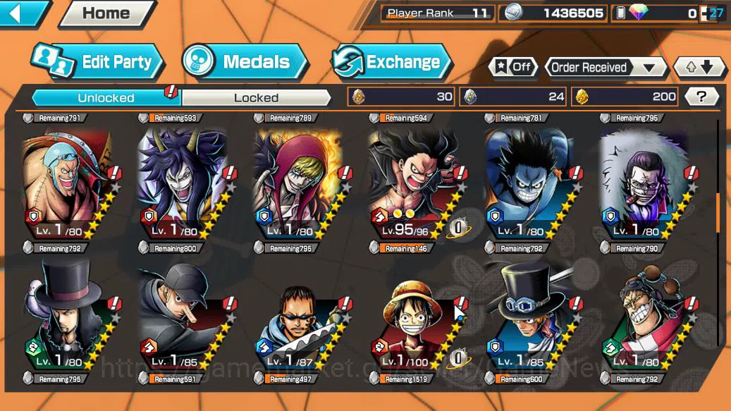 One Piece Bounty Rush Accounts Starter Global|4 EX|5Elders Saturn,BP Kuzan,KOP Gol D.Rogers,[Borsalino]|Rank 6