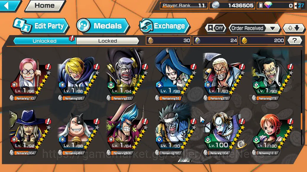 One Piece Bounty Rush Accounts Starter Global|4 EX|5Elders Saturn,BP Kuzan,KOP Gol D.Rogers,[Borsalino]|Rank 8