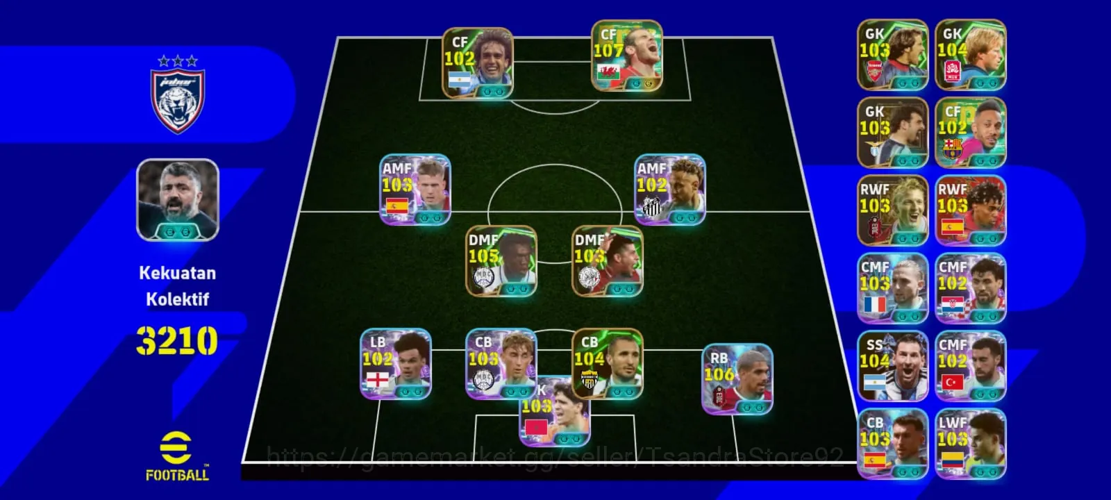 eFootball Accounts Mid-Tier FLASH SALE Kolektif 3210++ || Epic Bale New X Seerdof X Arjou X Neymar X Dirk Kuyt 1