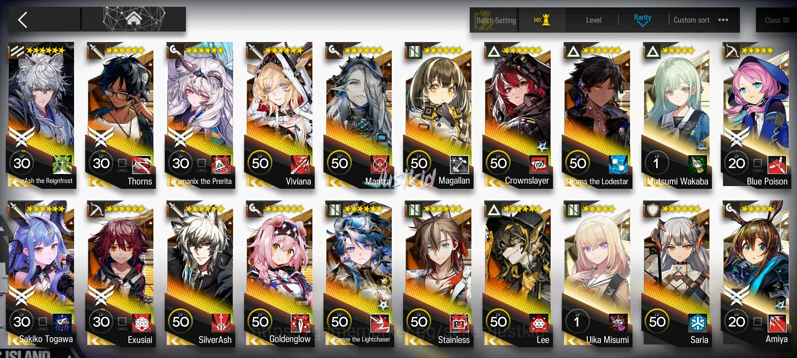 Arknights Accounts Mid-Tier ARKNIGHTS GLOBAL EARLYMID 15*6 , 2 LIMITED SAKIKO,SILVERASH ALTER , PRAMANIX 1