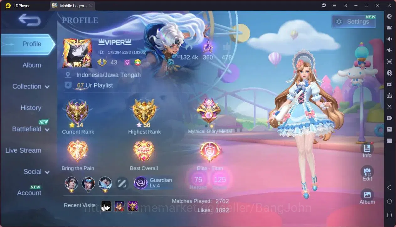 Mobile Legends: Bang Bang Accounts GLOBAL Hero 75 Skin 125|Sandrio Floryn|Meowkin hun image 11