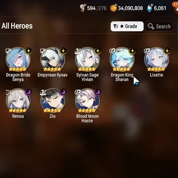 Epic Seven Accounts Starter Global Unverif|8ML(Lisette,Zio,Renoa,DB Senya,SS Vivian,Zio,Etc.)|Theater Untouch|PoH ON|MoR