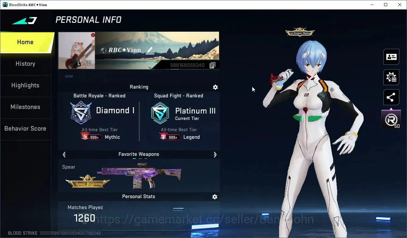 Blood Strike Accounts Collab Skin ASIA | Eternal Dessert Eagle-scorpius(Gun),Zero-Odashadow(Striker)|5 Collab 1