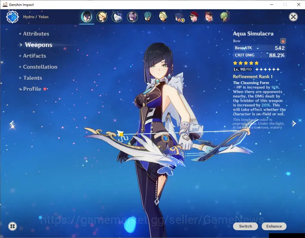 Genshin Impact Accounts Asia|AR 55|4 Limited + 4 (*5 Weapon)|Yelan + Signa image 3