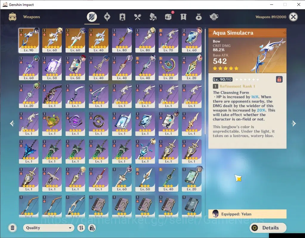 Genshin Impact Accounts Asia|AR 55|4 Limited + 4 (*5 Weapon)|Yelan + Signa image 4