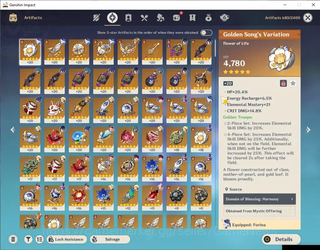 Genshin Impact Accounts Asia|AR 55|4 Limited + 4 (*5 Weapon)|Yelan + Signa image 5