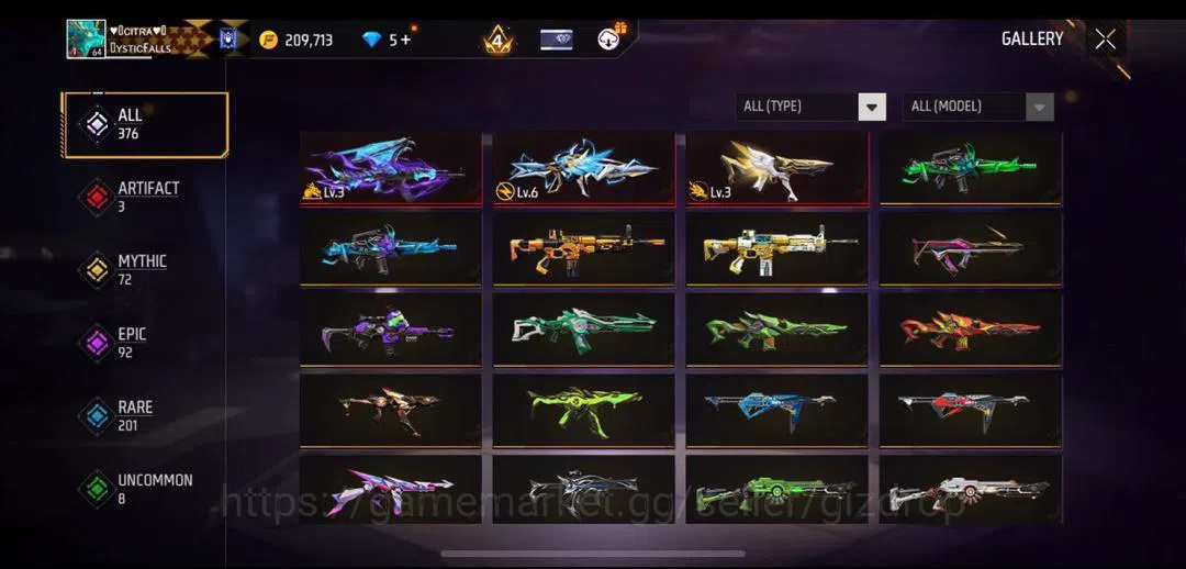 Free Fire Accounts Stacked 3 evos account with one maxed with yin yan image 1