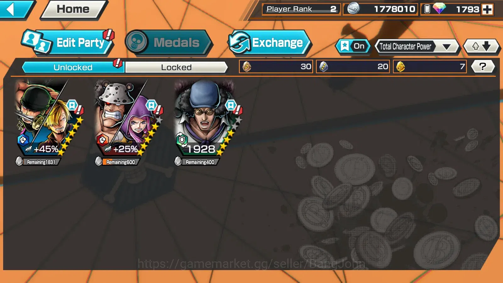One Piece Bounty Rush Accounts Global | EX 2 | PR 2 | Zoro & Sanji 5*, Kuzan | RD image 6