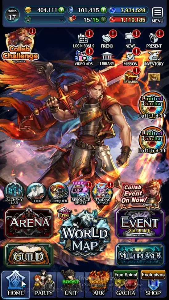 Last Cloudia Accounts Endgame GLOBAL|Rank 17|101k Crystal|Collab BraveFrontier (G Tilith,FG Vargas)+Top Tier Units (Goddess 5