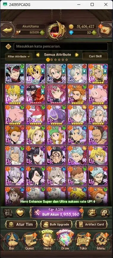 The Seven Deadly Sins: Grand Cross Accounts Others ASIA |1.9M CC|10 DM|4 LR|4 UR|LR Mesis 3/6|UR Menot 1/6,DKM 1/6|Collab 5