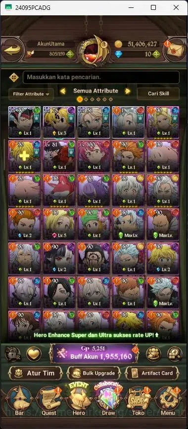 The Seven Deadly Sins: Grand Cross Accounts Others ASIA |1.9M CC|10 DM|4 LR|4 UR|LR Mesis 3/6|UR Menot 1/6,DKM 1/6|Collab 7