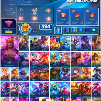 Mobile Legends: Bang Bang Accounts #4387 394 Skins | Karina Leona (KOF) | Vale Gaara (NARUTO) | Badang Pegasus Seiya (SAINT